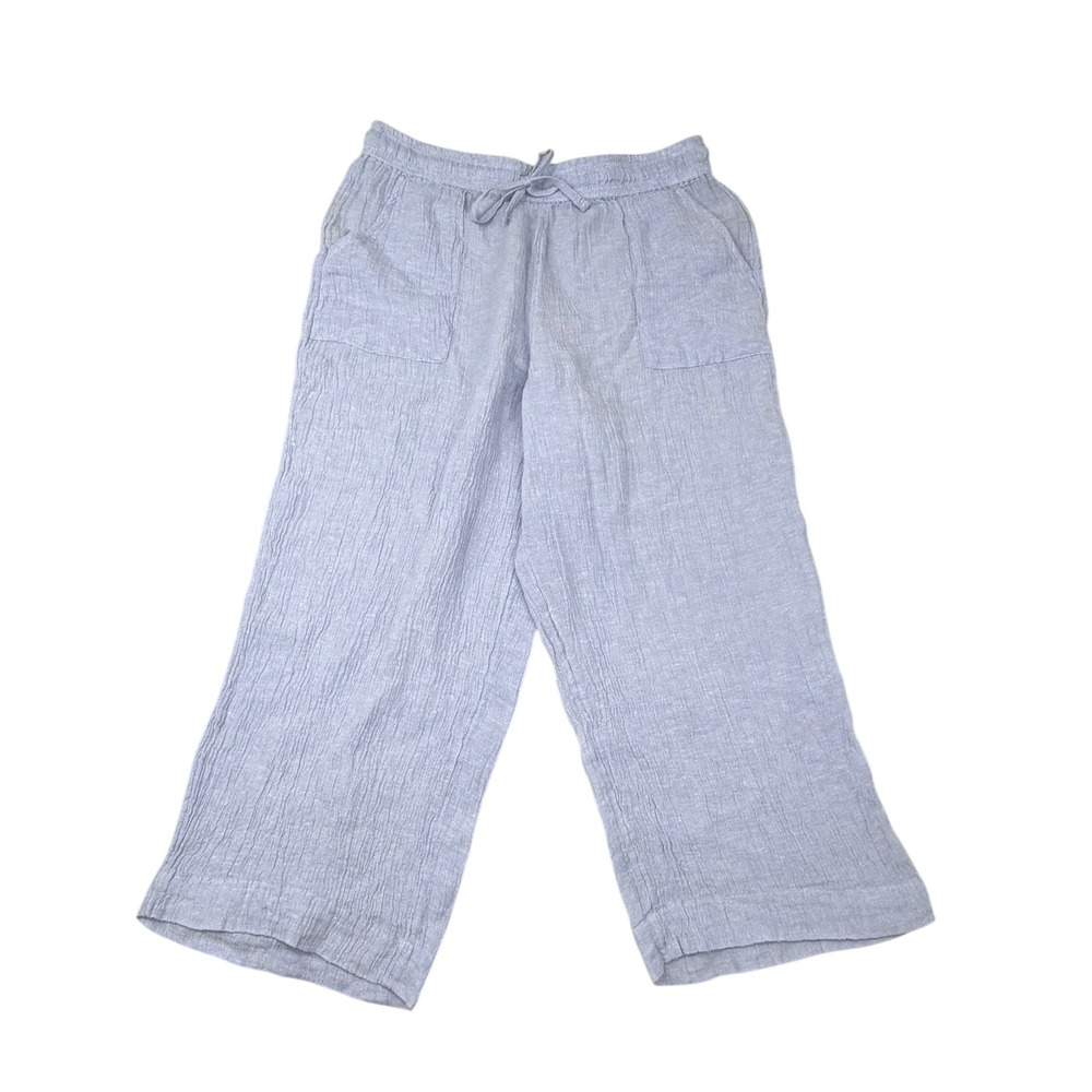 Sigrid Olsen Womens‎ Wide Leg Cropped Pants Pull On XL Blue Resort  Minimalist
